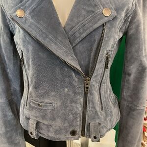 Blank NYC Distressed Blue Leather Jacket